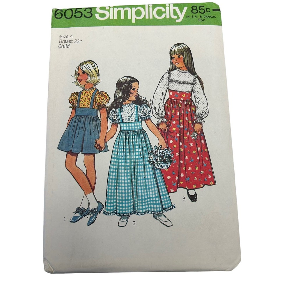 Simplicity‎ Vintage 1970's Pattern #6053 Girls Dress 2 Lengths Size 4